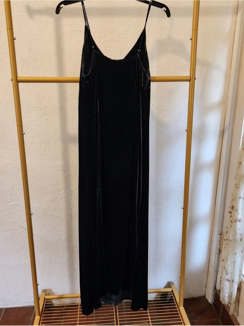 H&M Black Velvet Slip Dress with Spaghetti Straps